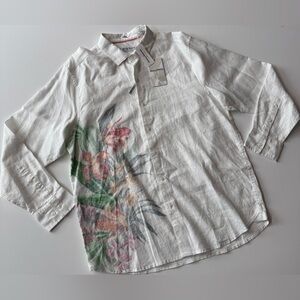 NWT Tommy Bahama Men’s L Barbados Breeze Linen Blend L/S Shirt Vivid Gardens